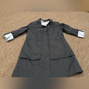 Calvin Klein Women’s M Utility 3/4” jacket coat silver lining black EUC zip snap
